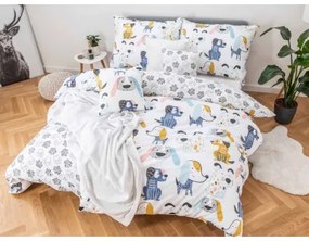MKLuzkoviny.cz Predĺžené bavlnené obliečky Dita – Dogs + malá obliečka na vankúšik 140×220cm 40×40cm