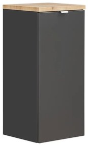 Kúpeľňová skrinka s košom na bielizeň Capri 811 1D čierny mat/dub kraft zlatý