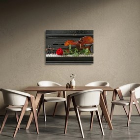 Sklenený obraz - Spomienka na hudobníka (70x50 cm)