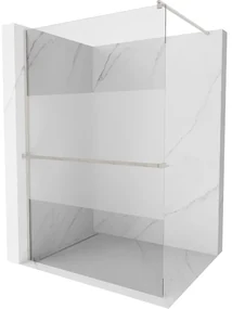 Mexen Kioto+, sprchová zástena Walk-In s poličkou a vešiakom 80 x 200 cm, 8mm číre sklo-námraza, brúsená oceľ profil, 800-080-121-97-35