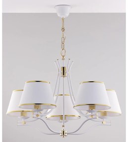 Jupiter 2084 - Závesný luster SAMBA na reťazi 5xE27/15W/230V biela/zlatá