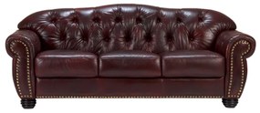 furniture-nabytek.cz - Pohovka Chesterfield Hereford 3-miestna z pravej kože, červená – 224×96×94 cm