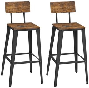 Súprava 2 ks barových stoličiek Vasagle Kori hnedá/čierna