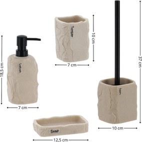 Sada kúpeľňových doplnkov Paola, piesková/s čiernymi prvkami