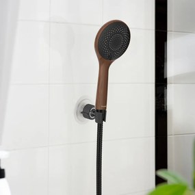 Čierny plastový držiak na sprchu bez vŕtania Libertà – Wenko