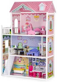 XXL drevený domček pre bábiky s nábytkom