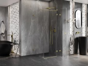Mexen Lunar T, výklopný sprchový kút pravý 110 x 110 cm, 8mm číre sklo, zlatý kartáčovaný - 834T-110-110-55-00-P