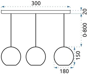 Stropné svietidlo Crystalball Triple strieborné