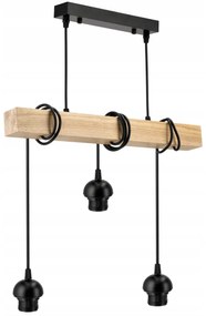 BERGE Závesné stropné svietidlo LED drevený trám 3xE27 loft cup