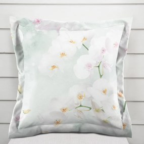 Biante Dekoračná obliečka na vankúš s lemom PM-019 Orchidey na svetlo zelenom 35 x 45 cm