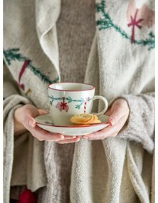 Krémový hrnček na cappuccino s vianočným motívom z kameniny 300 ml Yule – Bloomingville