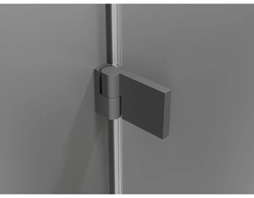 Mexen Lunar-B, výklopný sprchový kút ľavý 80 x 80 cm, 8mm číre sklo, grafitový profil, 832-080-080-95-00-L