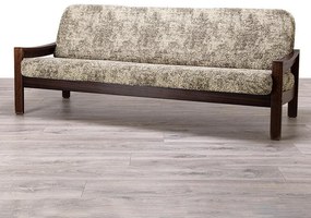 Bielastické poťahy MARMO béžové trojkreslo s drevenými rúčkami (š. 150 - 200 cm)