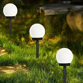 BERGE SADA 4 solárnych záhradných lámp, LED, BIELA, 10 cm, vodotesná, IP44