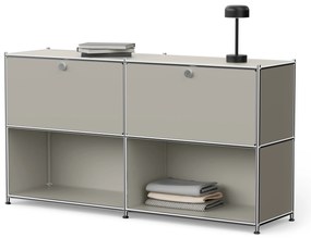 Kovový regál »CN3« s nastaviteľnými výklopnými priehradkami, svetlosivý