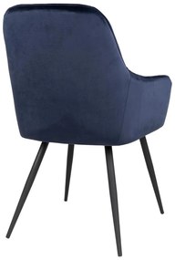 Tmavomodré čalúnené jedálenské kreslá v súprave s podrúčkami 2 ks Harbo – House Nordic