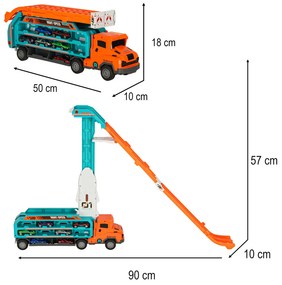 Pretekárska autodráha KIK s transportérom na 6 autíčok, oranžová