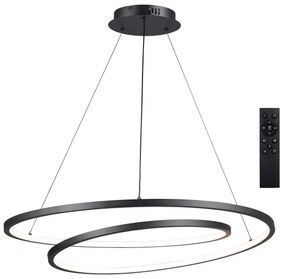 Brilagi-LED Stmievateľný závesný luster TWISTER LED/105W/230V pr.100 cm čierny + diaľkové ovládanie