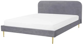 Zamatová posteľ 160 x 200 cm sivá FLAYAT Beliani