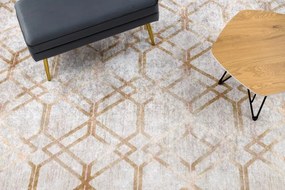 MIRO 51805.804 umývací koberec Geometrická, latková mreža protišmykový - zlato Veľkosť: 80x150 cm