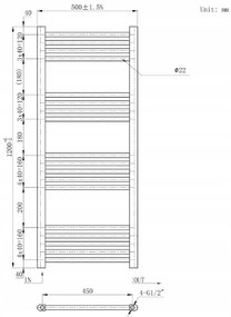 Erga Basic, vykurovacie teleso 1200x500 mm, 482 W, čierna, ERG-LAV-BASIC-12050-BK