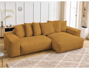 Menčestrová rozkladacia/s úložným priestorom rohová pohovka v horčicovej farbe Voltaire – Bobochic Paris