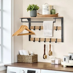 Nástenný vešiak s poličkou OSKAR LCR101B11 čierny / hnedý