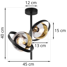 Stropné svietidlo Asturia Ring, 2x zlaté/transparentné sklenené tienidlo, B/G
