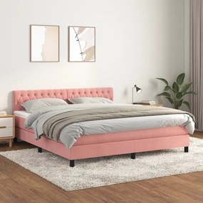 Posteľný rám boxsping s matracom ružový 180x200 cm zamat 3141502