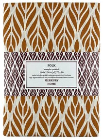Obliečky Folk bavlna ecru/horčicová 160x200 + (2) 70x80 Merkury Home