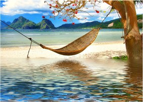 Sklenený obraz - Relax na pláži (70x50 cm)