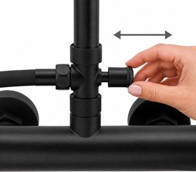 Erga Dubaj, sprchový set s batériou a hlavovou sprchou 23 cm, čierna matná, ERG-YKA-BP.DUBAJ23-BLK