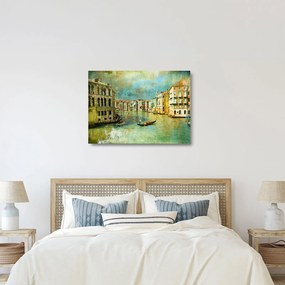 Sklenený obraz - Benátsky kanál a gondoly (70x50 cm)