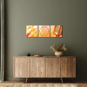 Obraz - Retro mikrofón (s hodinami) (90x30 cm)