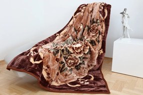 Teplá deka s kvetmi hnedej farby