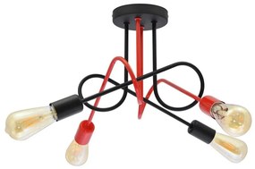 Prisadený luster OXFORD 4xE27/15W/230V čierna/červená