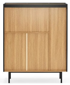 Čierna vysoká komoda v dekore duba 95x120 cm Arista – Teulat