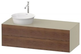 DURAVIT White Tulip závesná skrinka pod umývadlo na dosku vľavo, 2 zásuvky, 1300 x 550 x 408 mm, americký orech masív/taupe vysoký lesk, WT4987L77H3