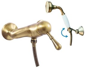 Sprchová batéria RAV Slezák LABE so sprchovacím setom 150 mm stará mosadz L081.5/2SM