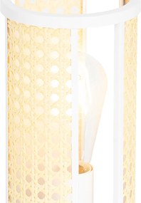 Orientálna stolná lampa biela s ratanom 12 cm - Akira