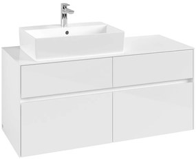 VILLEROY &amp; BOCH Collaro závesná skrinka pod umývadlo na dosku (umývadlo vľavo), 4 zásuvky, 1200 x 500 x 548 mm, Glossy White, C12900DH