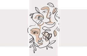 Obraz - Line art tváre (90x60 cm)