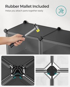 Topánková skriňa, 10 priehradková modulárna úložná jednotka, 32 x 165 x 125 cm, čierna