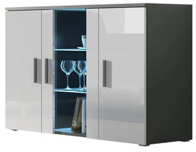 Komoda Boho B7, Osvetlenie: osvetlenie LED RGB - farebné, Farby: dub lefkas / dub lefkas + čierna