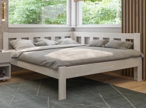 Rohová posteľ so zástenou vpravo Tema P 180x200 cm, bielený buk