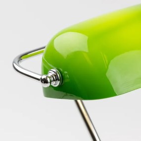 Brilagi - Stolná lampa BANK OFFICE 1xE27/60W/230V lesklý chróm/zelená