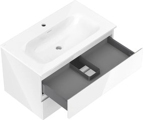 Mexen Orio, kúpeľňová skrinka 80 cm s umývadlom Vela, 2 zásuvky, biela lesklá, 91A10-08047-2-BFF00-W23M00