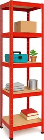 Regál 180x40x40 cm lakovaný 5-policový, nosnosť 875 kg - červený
