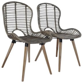 vidaXL Jedálenské stoličky 2 ks, hnedé, prírodný ratan-