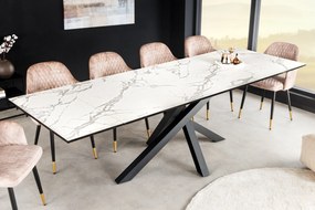Jedálenský stôl Elegancia Keramika biely 180-220-260 cm Mramor